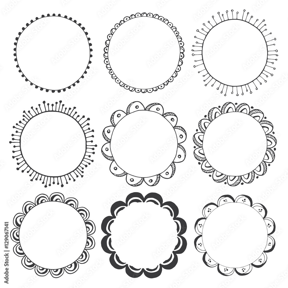 hand drawn round frames, circle ornaments