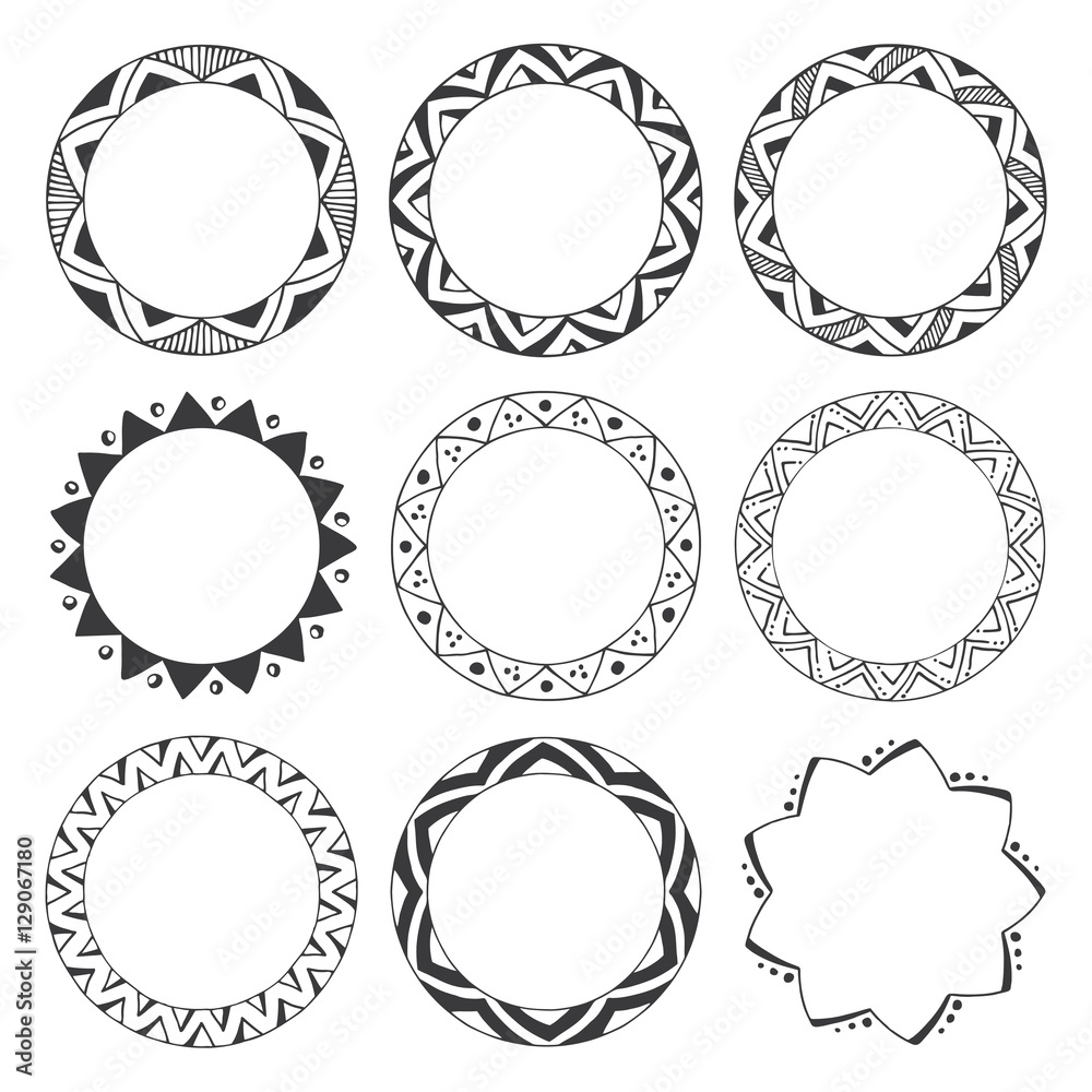 hand drawn round frames, circle ornaments
