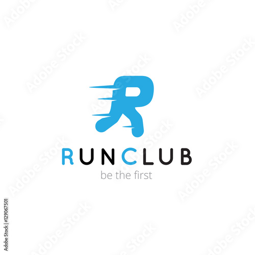 R letter creative running club logo. Vector abstract sport logotype