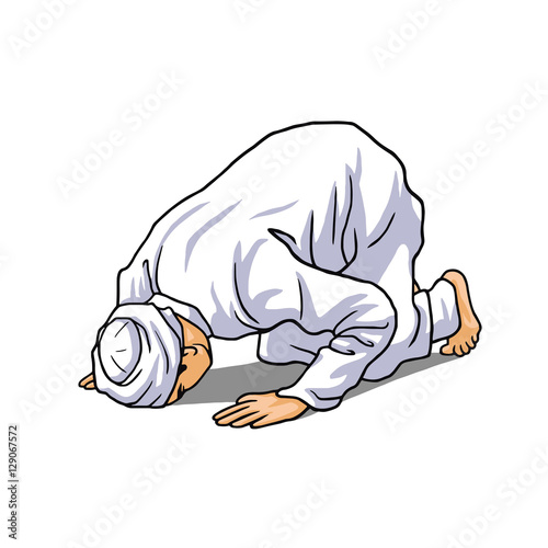 Muslim Doing Salah, Salat, Shalat, Sholaat, Sujud Vector Illustration