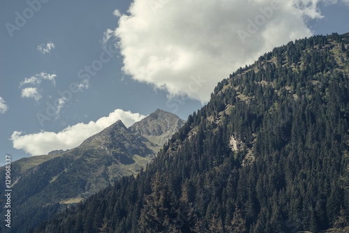 Mountain range in the Stubai Valley in Tyrol, Austria, panoramic