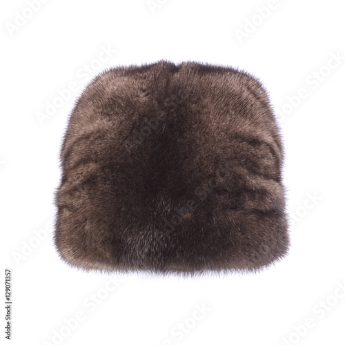 women's fur hat isolated on white