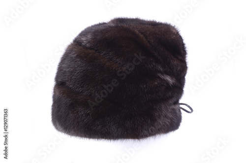 women's fur hat isolated on white