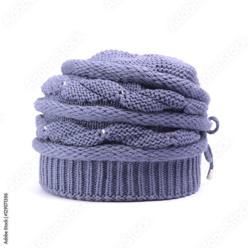 knitted women's hat isolated on white