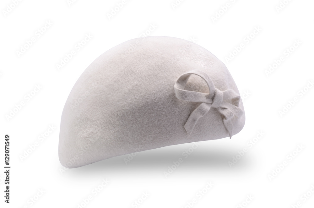 Fototapeta premium white beret isolated on white isolated
