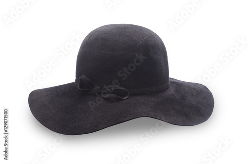 Foto black hat with a wide brim isolated on white