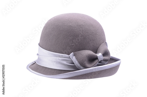 classic female Cloche hat isolated on white
