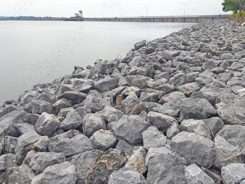 Stone embankment.