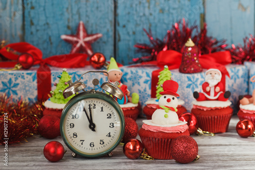 Christmas cupcakes with colored decorations