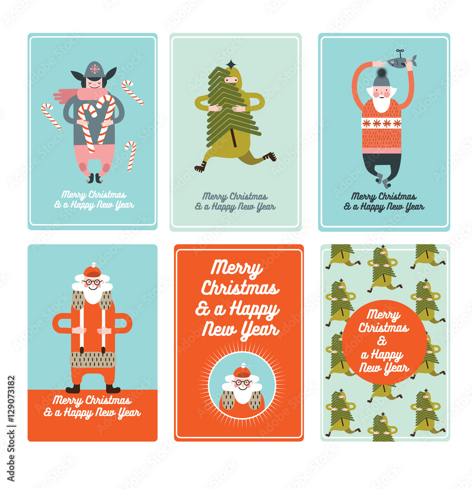 Fototapeta premium Christmas cards x-mas Santa Claus