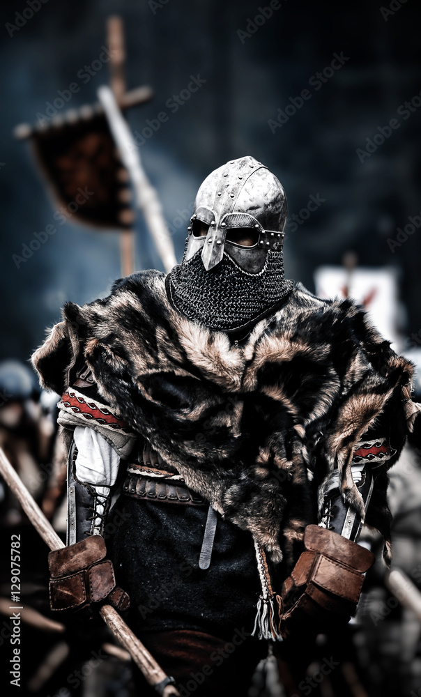 Medieval warrior. Medieval battle (reconstruction) Medieval warrior. Medieval battle (reconstruction)