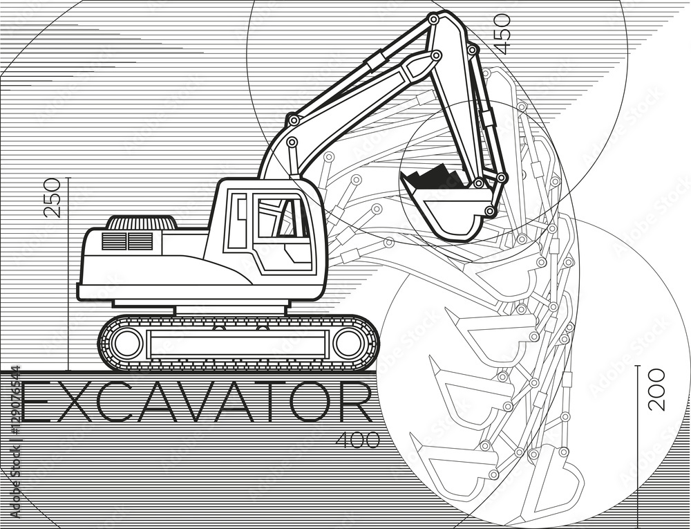 Excavator. The process of digging