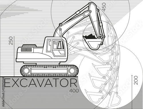 Obraz na płótnie Excavator. The process of digging w salonie