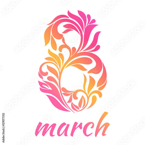 Greeting card with 8 March.
