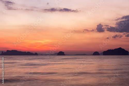 Tropical sunset on the beach. © tridland