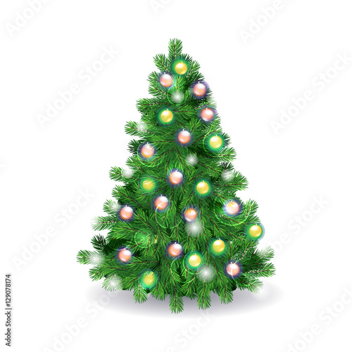 Detailed Christmas tree on transparent background  