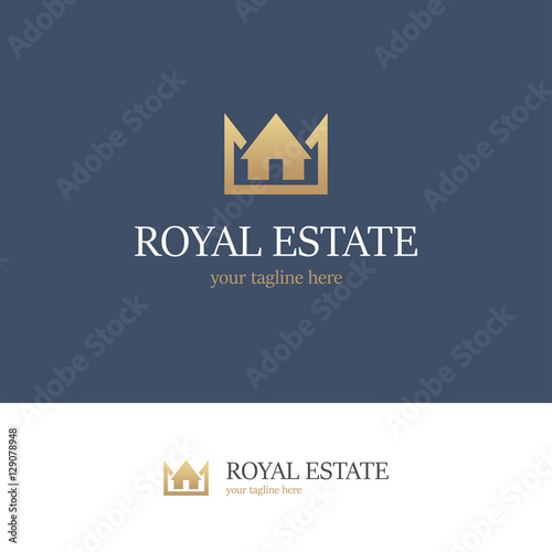 Royal estate logo on blue background
