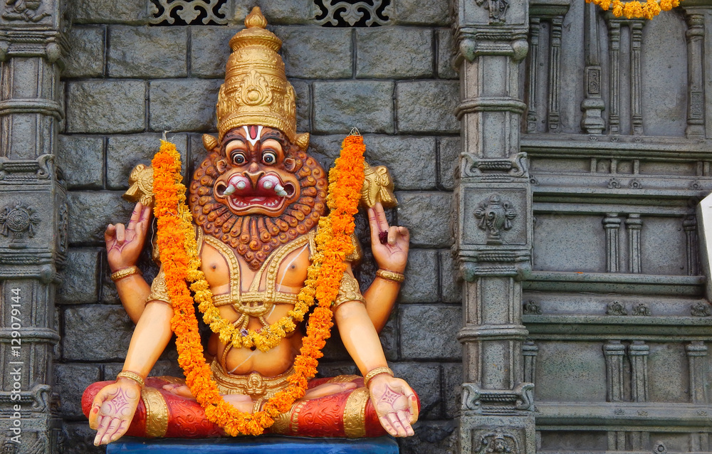 Hindu God Narasimhavatar idol on a Mobile temple Stock Photo | Adobe Stock