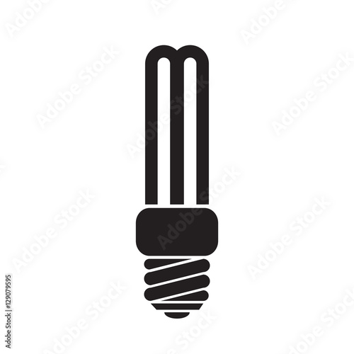 Simple flat energy saving light bulb icon, grayscale on white background