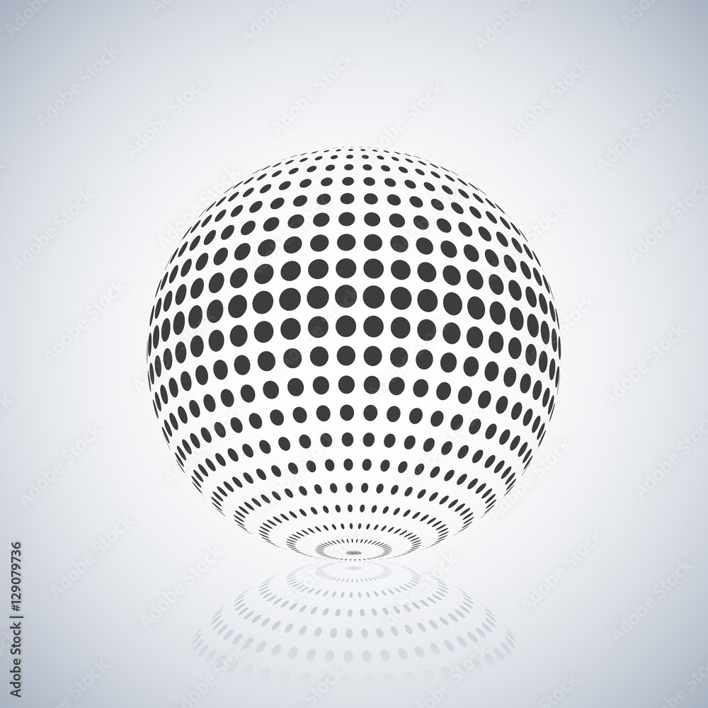 Sphere with halftone fill, vector illustration.