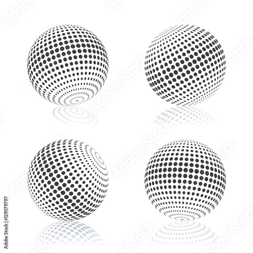 Sphere with halftone fill, vector illustration.