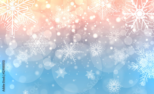 Christmas background with snowflakes  winter magic 