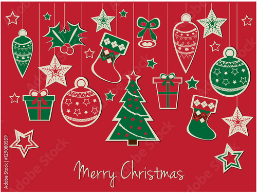 Merry Christmas greeting acrd or background. vector illustration.