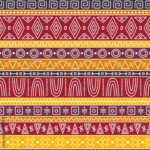 Seamless pattern in African style. Bright and beautiful background for textiles.