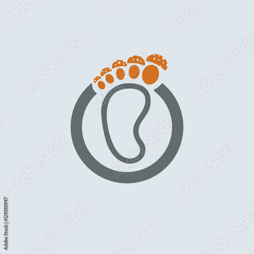 Gray-orange itchy foot with feet fungus round web icon