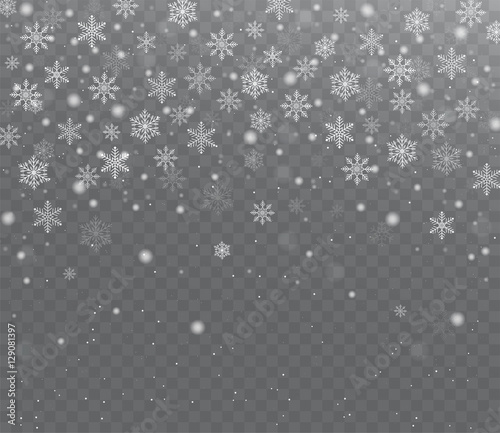 Wallpaper Mural Falling shining transparent snow. Christmas snow with snowflakes Torontodigital.ca