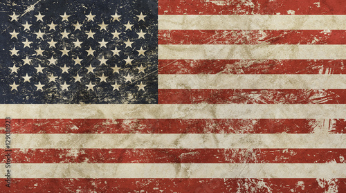 Fotografie, Obraz Old grunge vintage faded American US flag