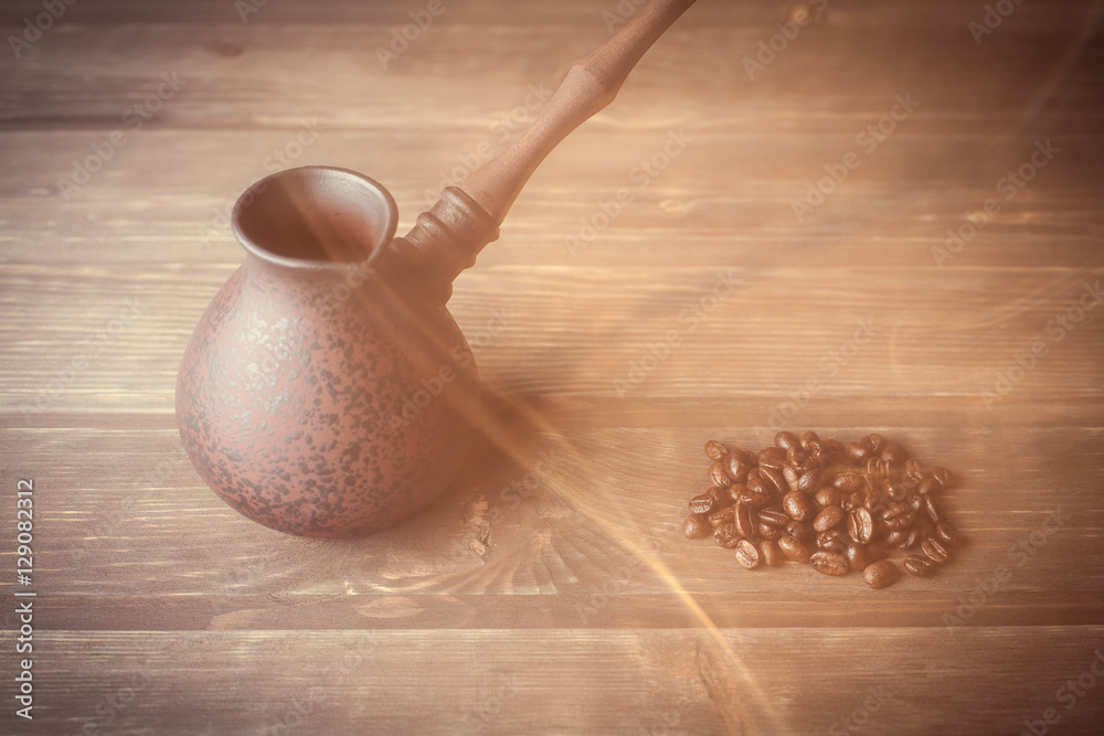 Турка и зерна кофе Stock-Foto | Adobe Stock