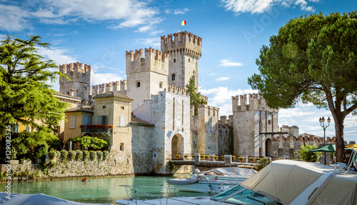 Rocca Scaligera castle in Sirmione town near Garda Lake in Italy