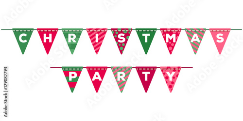 Colorful christmas flags garland decoration.