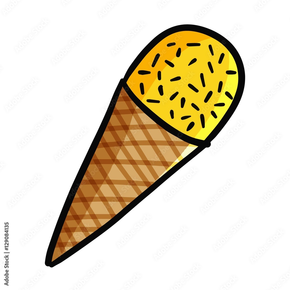 Cute and funny yellow ice cream cone in summer - vector. Cute and funny yellow ice cream cone in summer - vector.