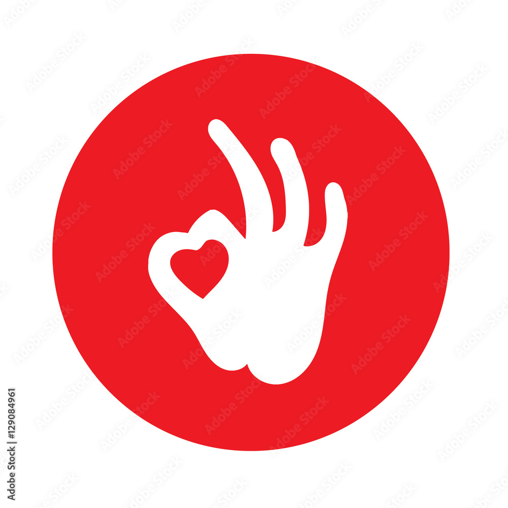 Creative hand and heart shape abstract logo design.Hand Ok symbol icon.Happy Valentines day symbol.Vector illustration Creative hand and heart shape abstract logo design.Hand Ok symbol icon.Happy Valentines day symbol.Vector illustration