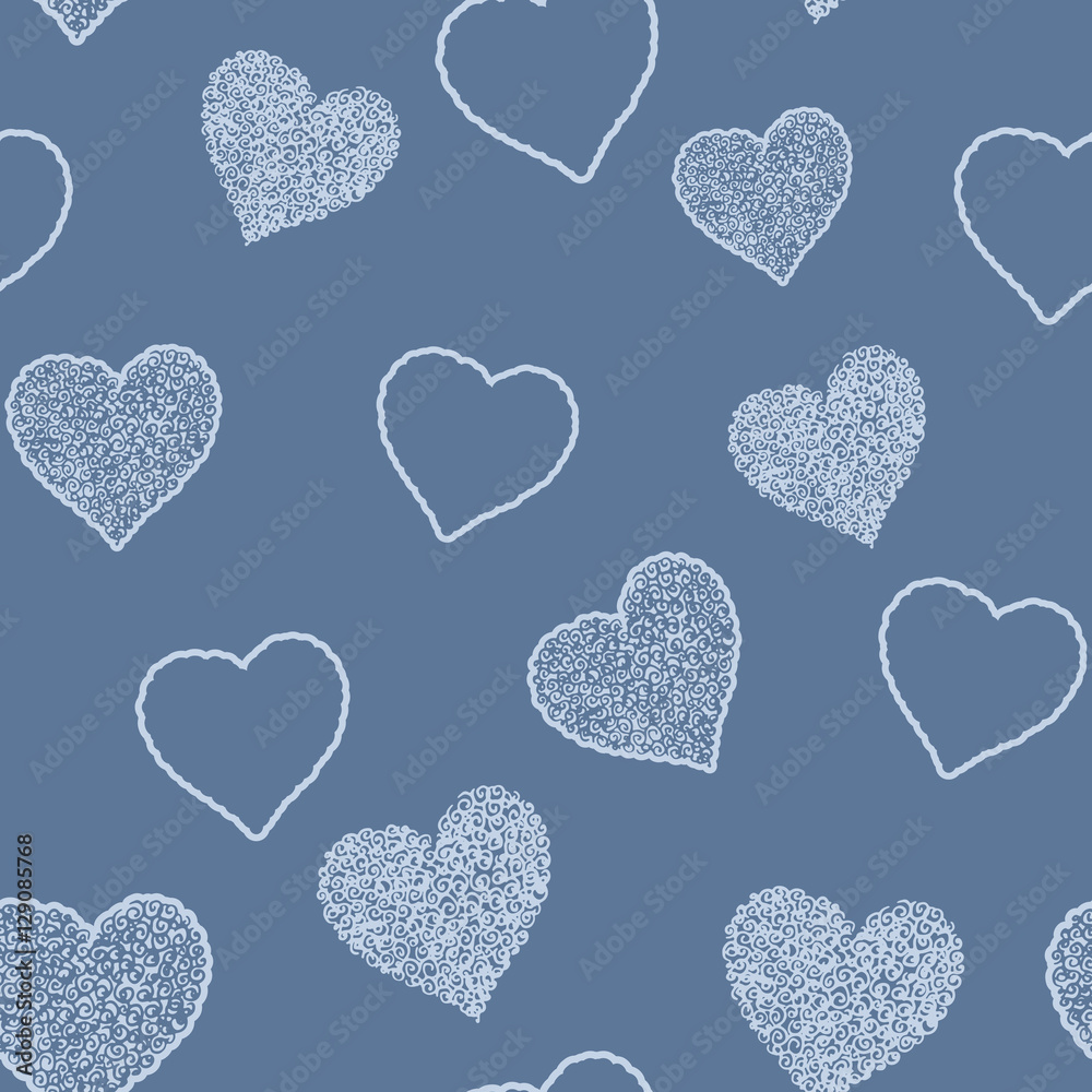 Seamless pattern with hand drawn doodle hearts, vector illustration, Abstract background Seamless pattern with hand drawn doodle hearts, vector illustration, Abstract background