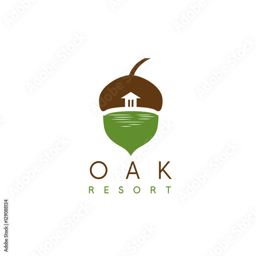 Illustration of acorn and house vector icon , real estate concep