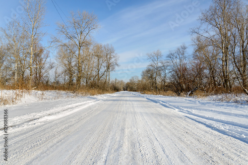 Road Covered by Snow in winter © Maxal Tamor