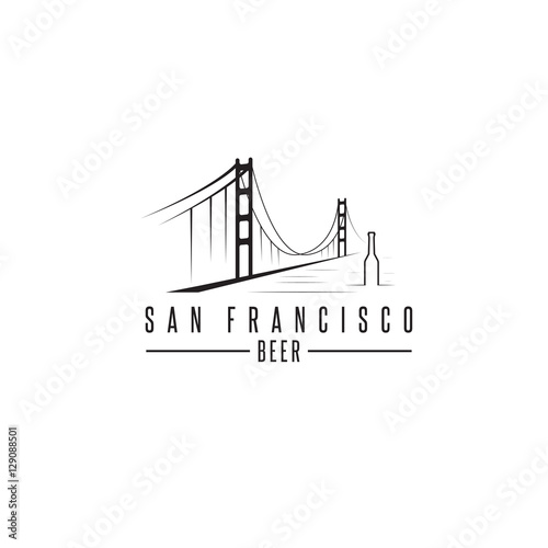 san francisco golden gate bridge with beer bottles vector design