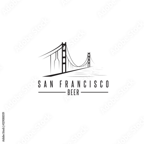 san francisco golden gate bridge with beer bottles vector design