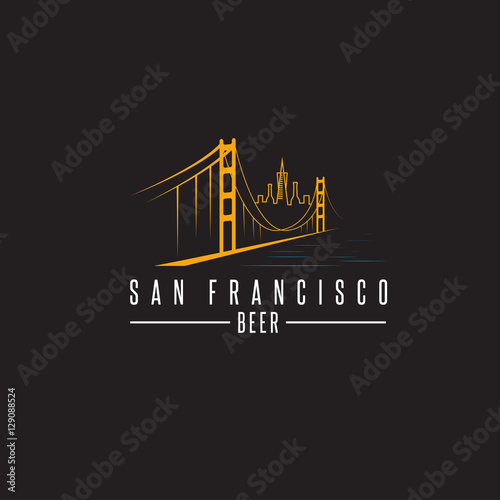 san francisco golden gate bridge with beer bottles vector design