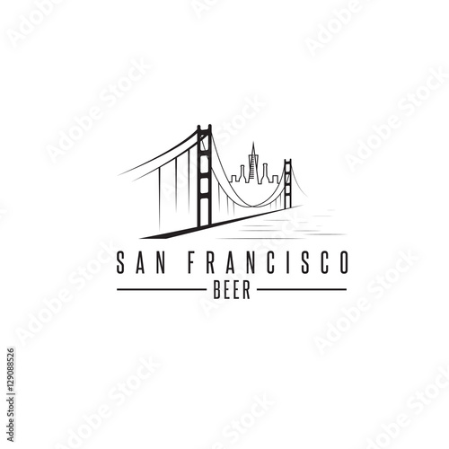 san francisco golden gate bridge with beer bottles vector design