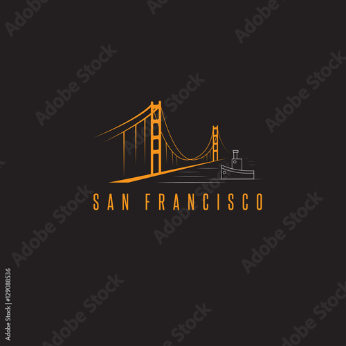 san francisco golden gate bridge vector design template illustra
