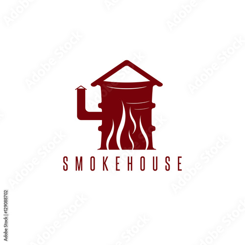smokehouse vector concept with barrel and flame