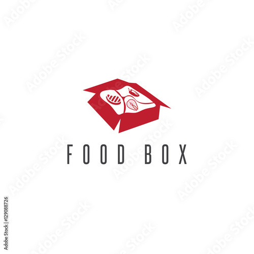 food box concept with products for bbq vector icon