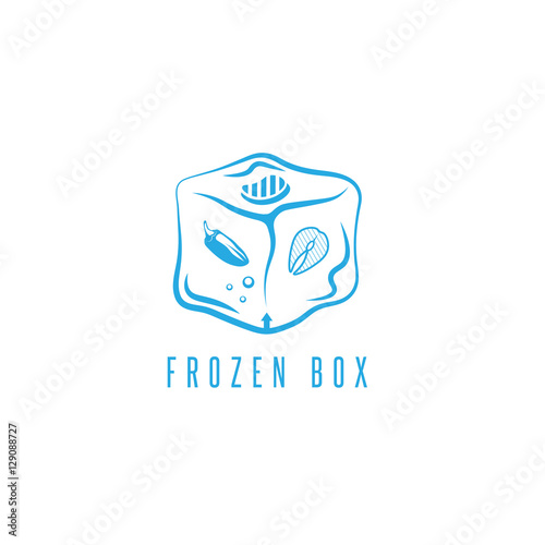 food box concept with frozen products for bbq vector icon