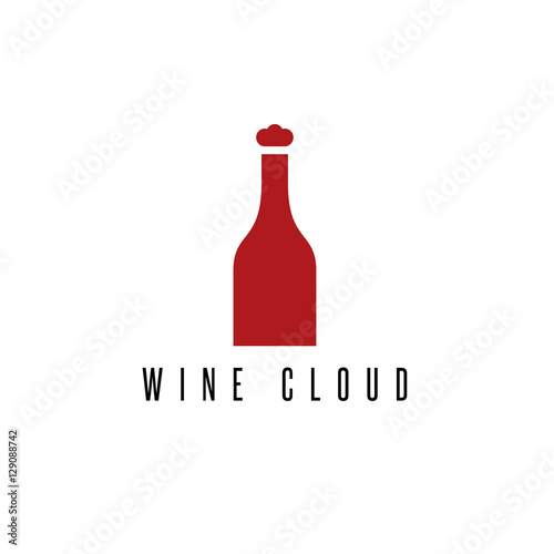 wine bottle with cloud vector design template