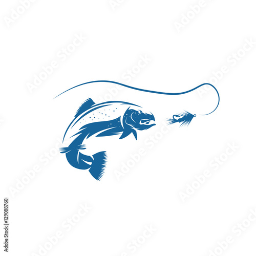 trout fish and lure vector design template