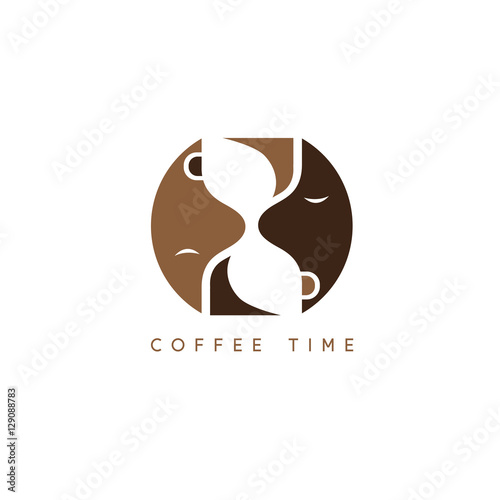 vector concept of two faces in a form of sandglass and cups of c